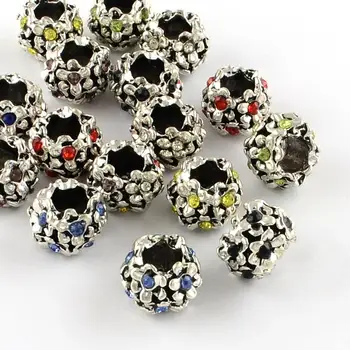 

Mixed Random Color Alloy Rhinestone Flower Large Hole European Beads for Jewelry Making 11x8mm Hole: 5mm