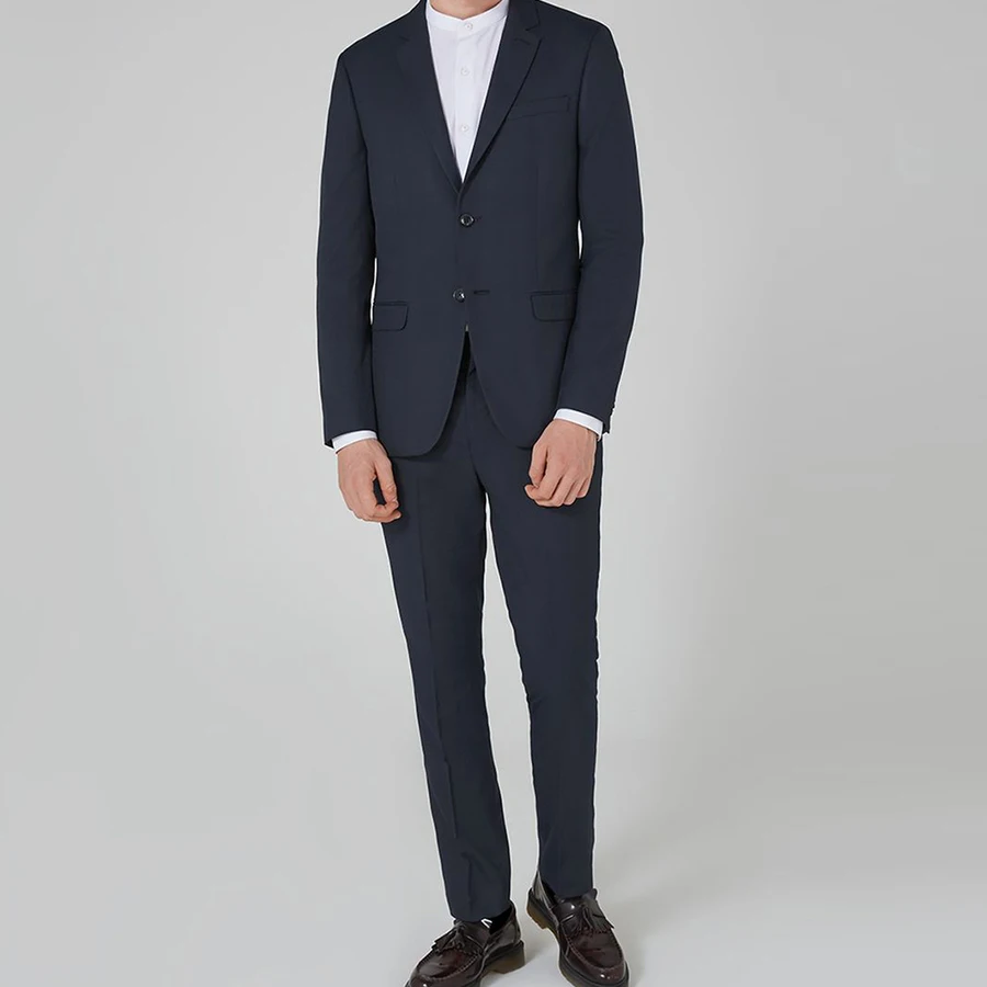 Navy Blue Smart Casual Business Suit Groom Tuxedos Wedding Suits Fashion Prom Party Suits Slim Fit 2Pcs (Jacket+Pants) 2019 Navy Blue Smart Casual Business Suit Groom Tuxedos Wedding Suits Fashion Prom Party Suits Slim Fit 2Pcs (Jacket+Pants) 2019