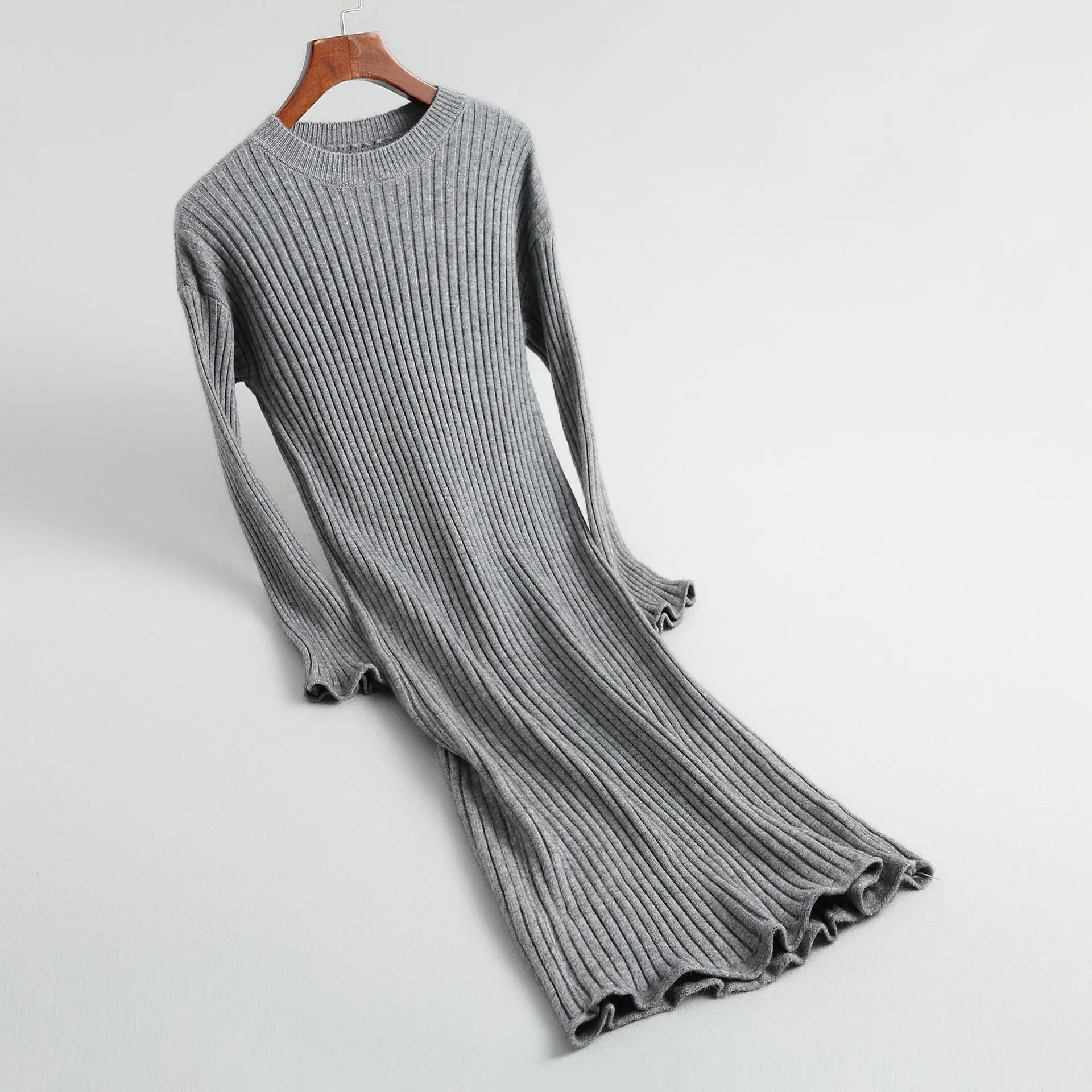 INNASOFAN Платье женское осень зима вязаное платье евро американская мода элегантное платье однотонный цвет с длинным рукавом купить на AliExpress