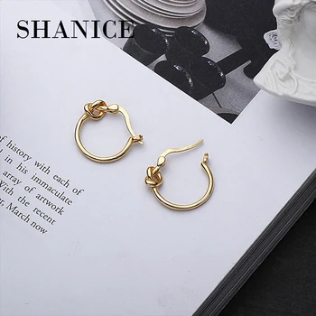 

SHANICE 925 sterling silver Unique Knotted Small Hoop Earrings for Women Simple Cute Round Aros Fashion Brincos Oorbellen Jewelr