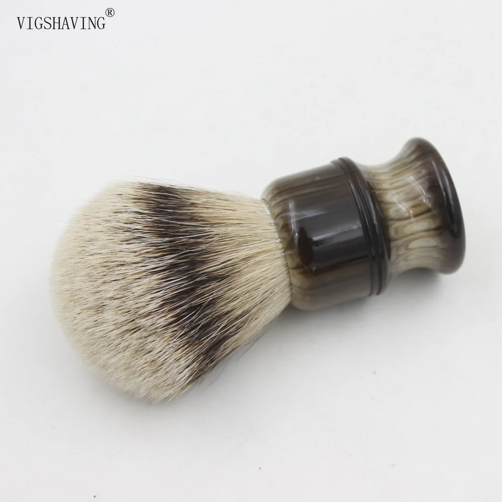 VIGSHAVING Faux Horn Смола Ручка Silvertip барсучья щетка для бритья волос