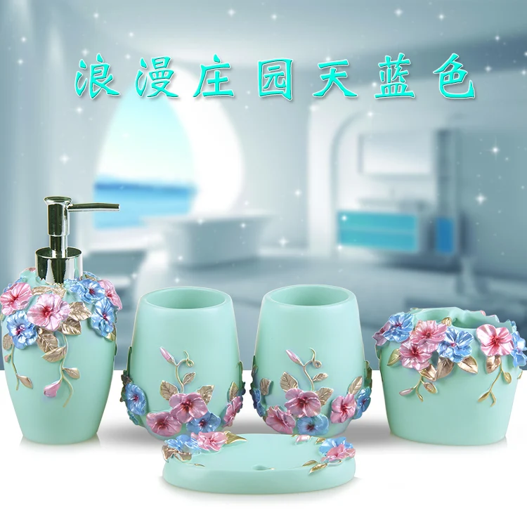 Bathroom Resin Five-piece Set Box Set Washing European Fashion Simple Bathroom and Bathroom Set New Wedding Box Set Bathroom Resin Five-piece Set Box Set Washing European Fashion Simple Bathroom and Bathroom Set New Wedding Box Set
