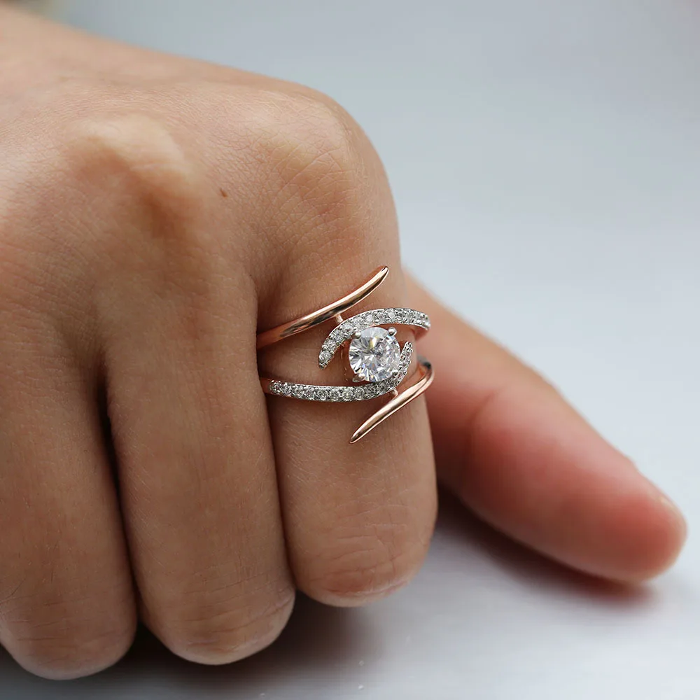 Новое Женское Кристальное белое круглое кольцо, Брендовое роскошное серебряное обручальное кольцо, винтажные Свадебные Кольца для женщин - Цвет основного камня: A10