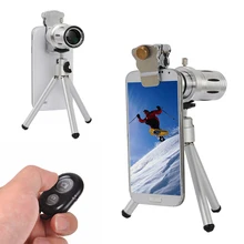 Комплект телефон объектив 12X зумом телеобъектив Lentes телескоп для iPhone 7 6 5 S плюс Xiaomi Meizu HTC с мобильными штатив Bluetooth затвора