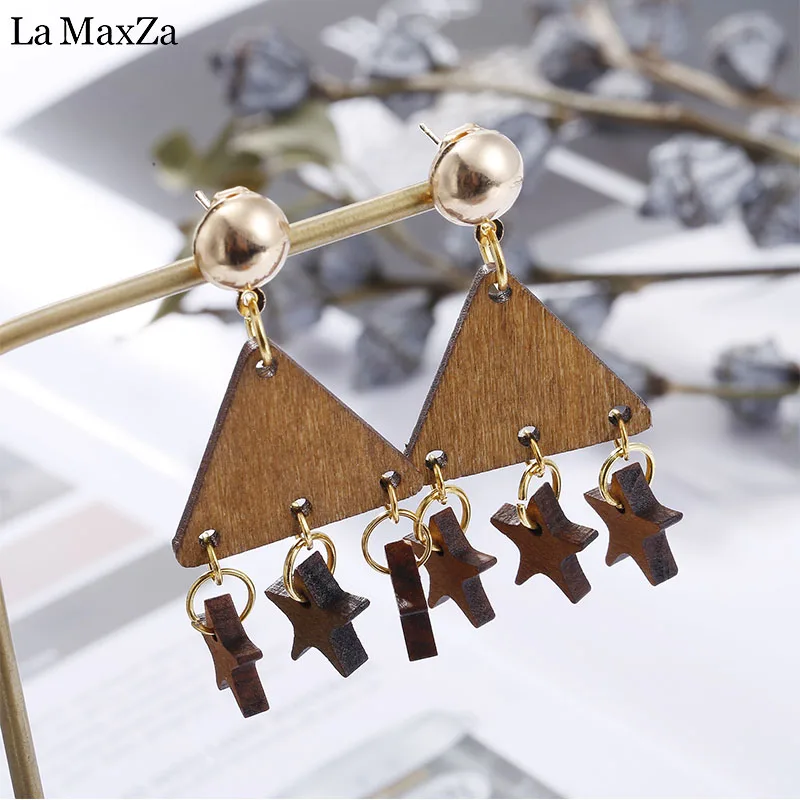 Natural Wood Earring Wooden Earrings For Women Ethnic Exaggerated