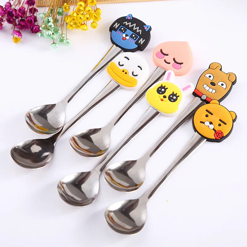 

Cartoon Children Spoon Stainless Steel Feeding Spoon Baby Tableware Infant Feeding Newborn Infants Utensils Learning Spoons Kids