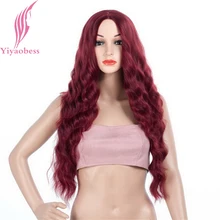 Yiyaobess 30inch Long Wavy Auburn Wig Synthetic Hair Black Wine Red Ombre Womens Wigs For African Americans Yiyaobess 30inch Long Wavy Auburn Wig Synthetic Hair Black Wine Red Ombre Womens Wigs For African Americans