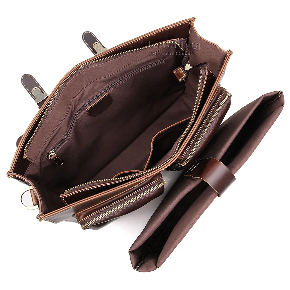 UniCalling винтажная качественная кожаная сумка для мужчин большой емкости из натуральной кожи портфель деловой мужской из натуральной кожи сумка для ноутбука