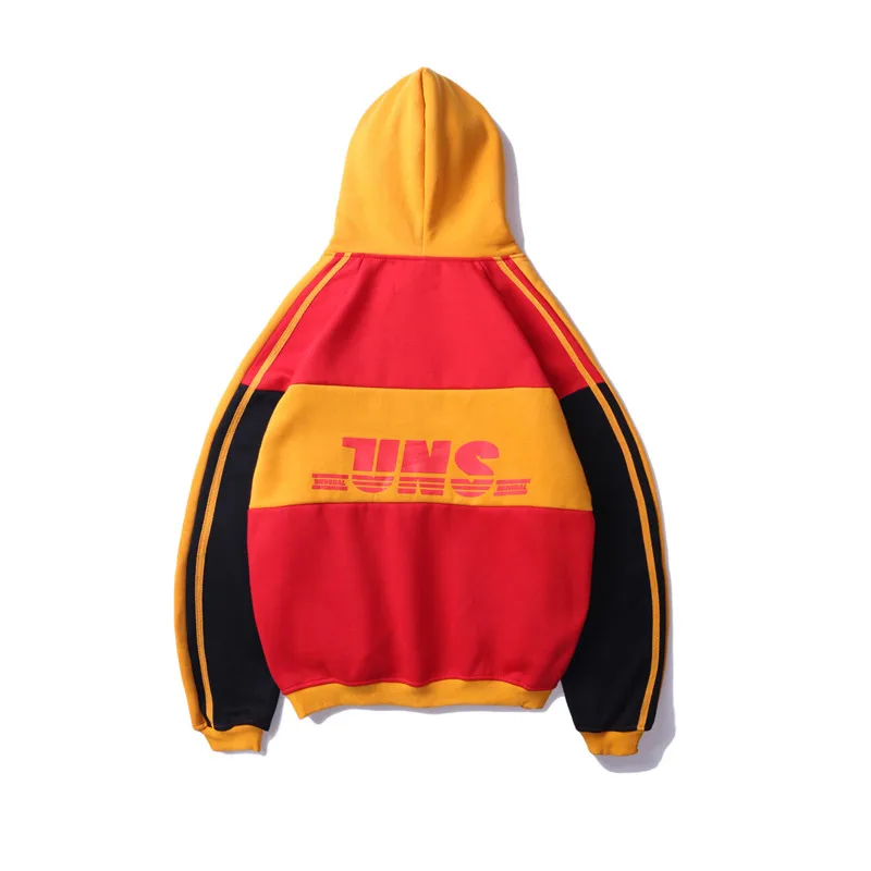 2019 Color Block Patchwork Printed Fleece Hoodies Streetwear Men Hip Hop Casual Pullover Sweatshirts Male Hoodie Tops