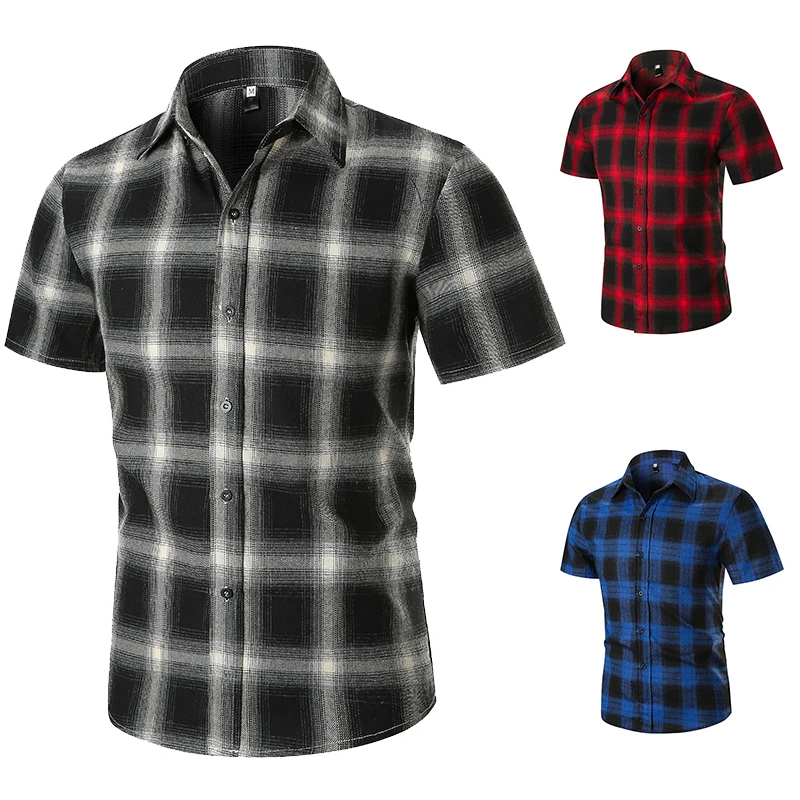 C66 p27осенняя Модная брендовая мужская одежда Slim Fit Мужская рубашка с коротким рукавом мужская повседневная клетчатая рубашка европейского размера для мужчин, большие размеры 4