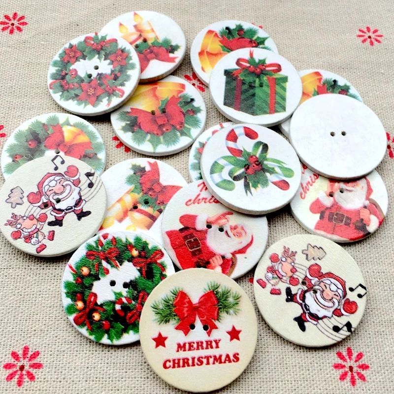 Buy 15pcs 35mm Christmas Buttons Scrapbooking Sewing