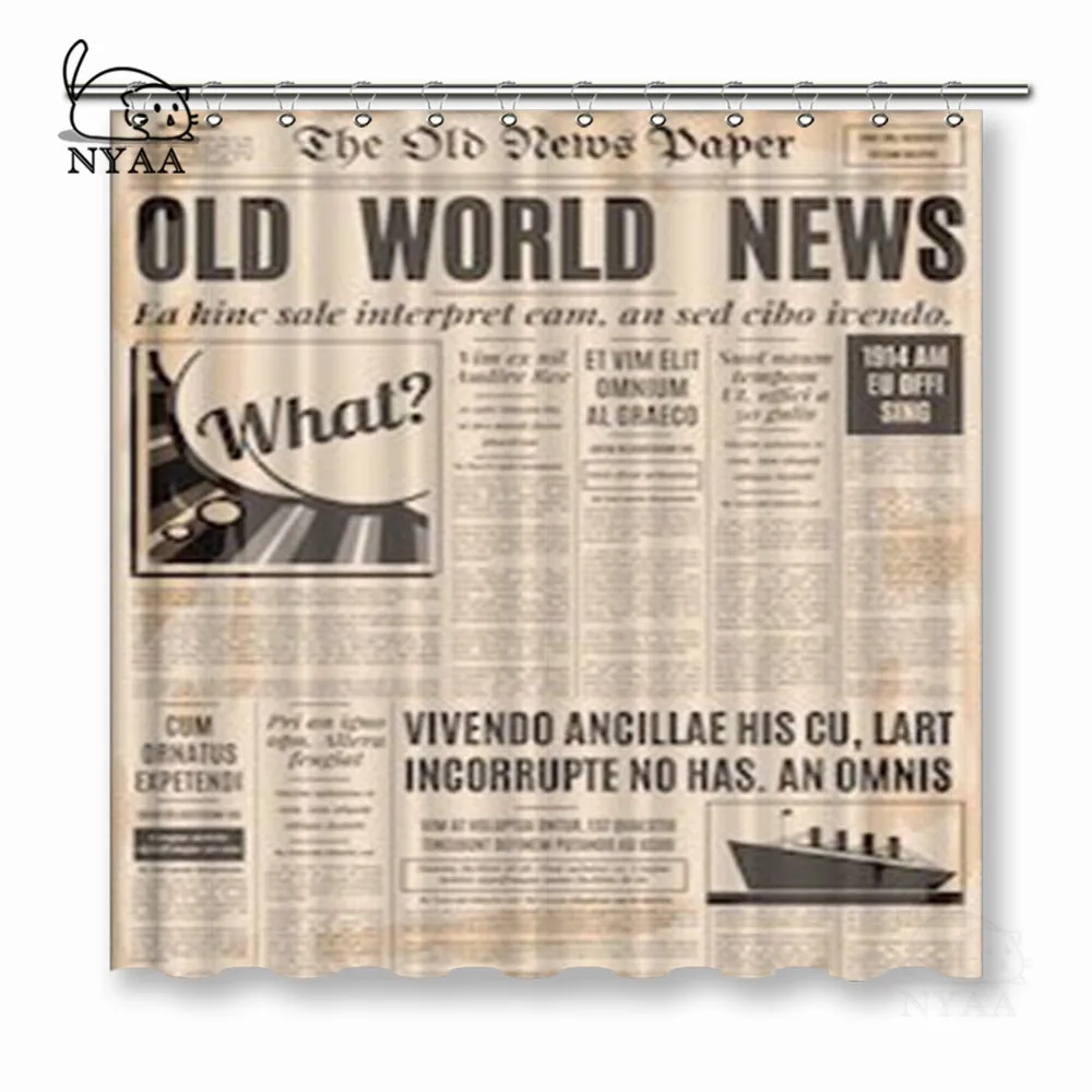 

NYAA Old Newspaper Shower Curtains Polyester Fabric Curtains For Home Decor