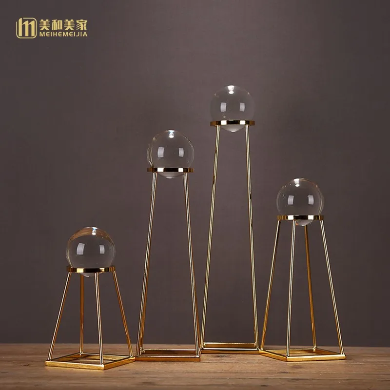 

Modern creative stainless steel Crystal ball statue home decor crafts room decoration objects office study Crystal ball figurine