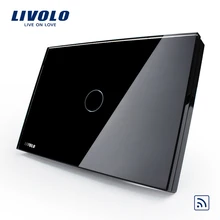 US/AU standard,Livolo Black Pearl Crystal Glass Panel, VL-C301R-82,110~250V,433.92MHz Wireless Remote Home light Switch