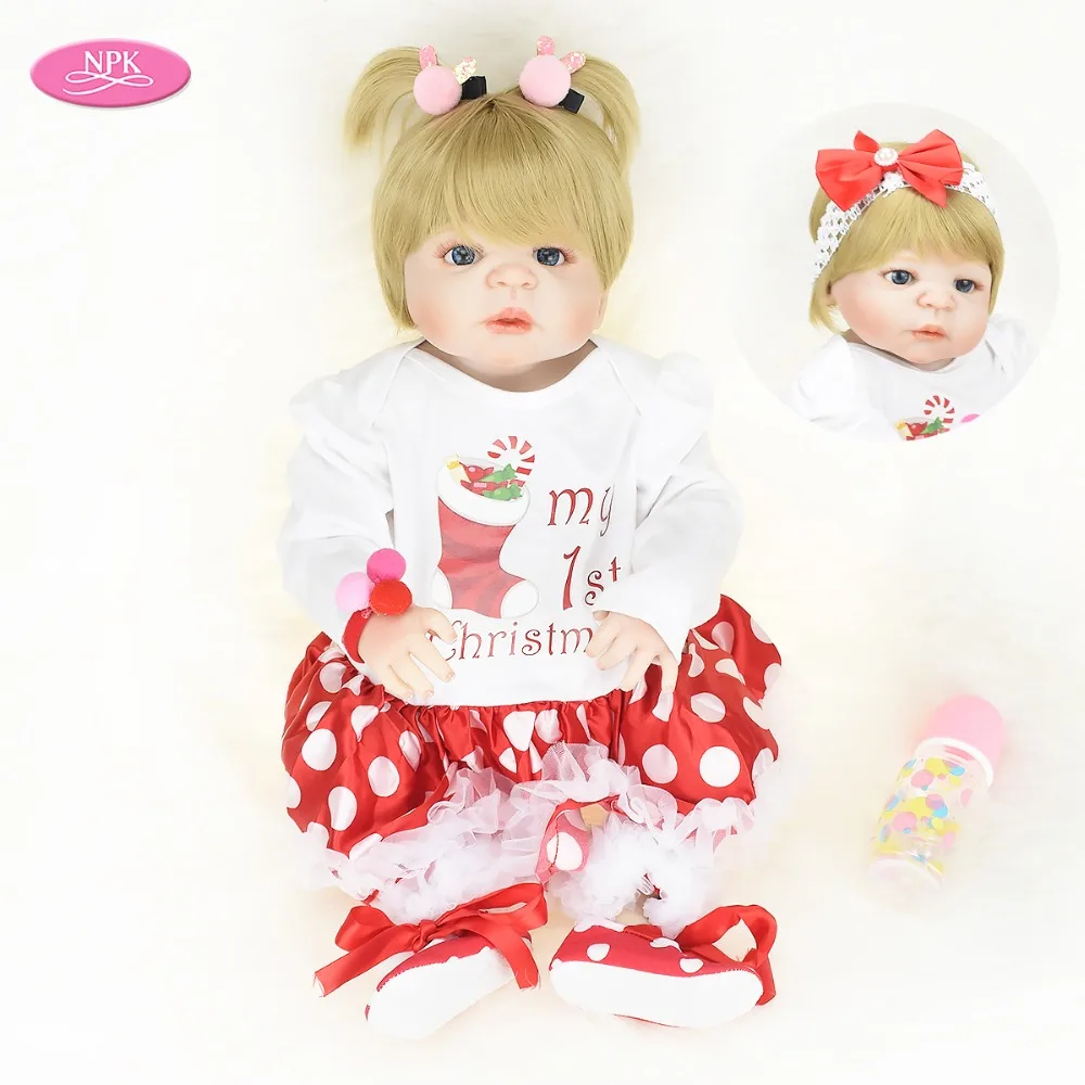 

NPK Full Silicon Dolls Reborn Babies Girl Realistic Newborn Princess Dolls Bath Toys Bebes Reborn 55CM Lifelike Baby Dolls Gifts