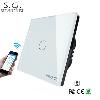 

Smartdust Euro Wifi Switch EWelink, 1 Gang Remote Control EWelink APP Control Light Switch, Tempered Glass Touch Sensor Switch