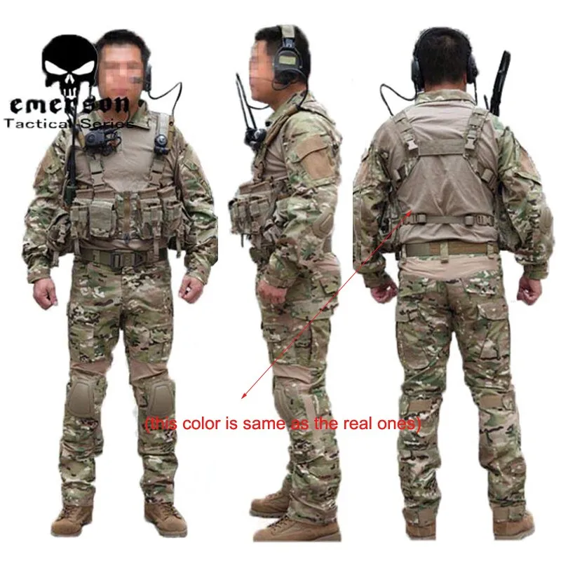 Военная тактическая одежда страйкбол охота EMERSON BDU Униформа Combat Gen2 рубашка и брюки колено локоть Pa мультикам черный AOR Лесной
