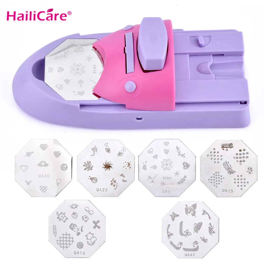 

Nail Stamping Machine Nail Art DIY Pattern Printing Manicure Machine Stamp Salon Stamper Nail Tool Set With 6 Metal Plates
