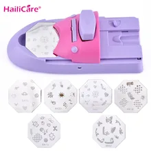 Prego Stamping Máquina Salão de Nail Art DIY a Impressão de Padrões Manicure Máquina Stamp Stamper Prego Tool Set Com 6 Placas De Metal(China)