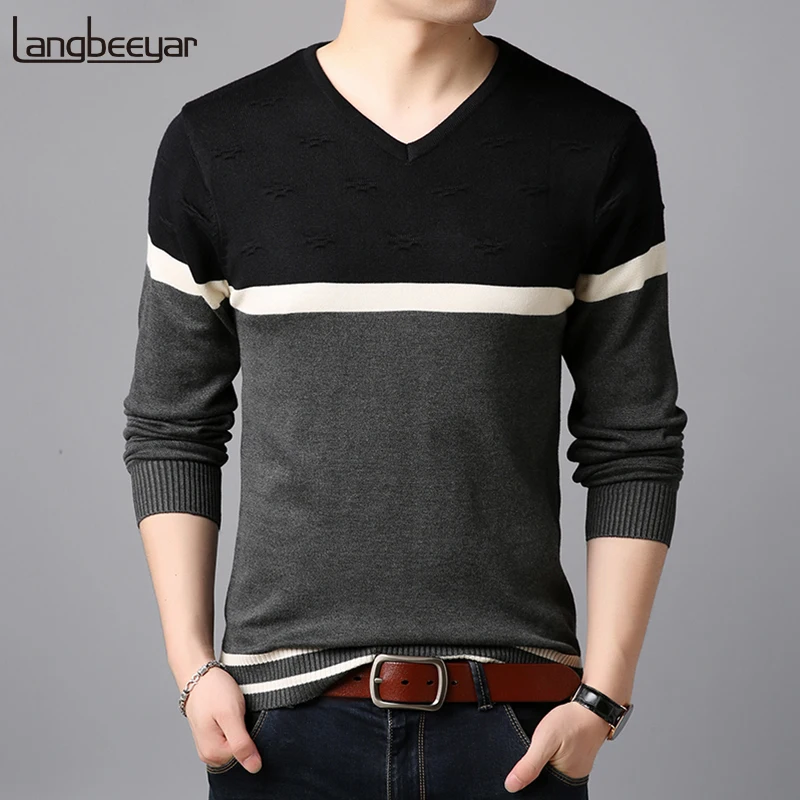 2019 New Fashion Brand Sweater Man Pullovers Warm Slim Fit Jumpers Knitwear Woolen Autumn Korean Style Casual Mens Clothes