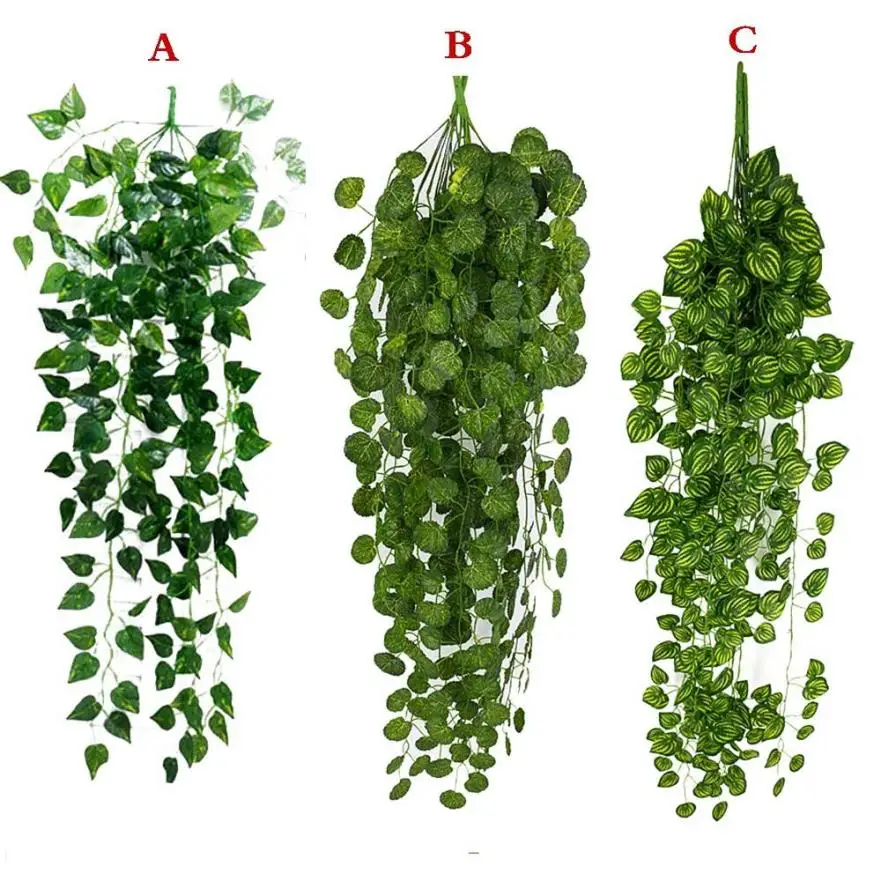 

1Pcs Artificial Fake Hanging Vine Plant Leaves Garland Home Garden Wall Decoration Green May23