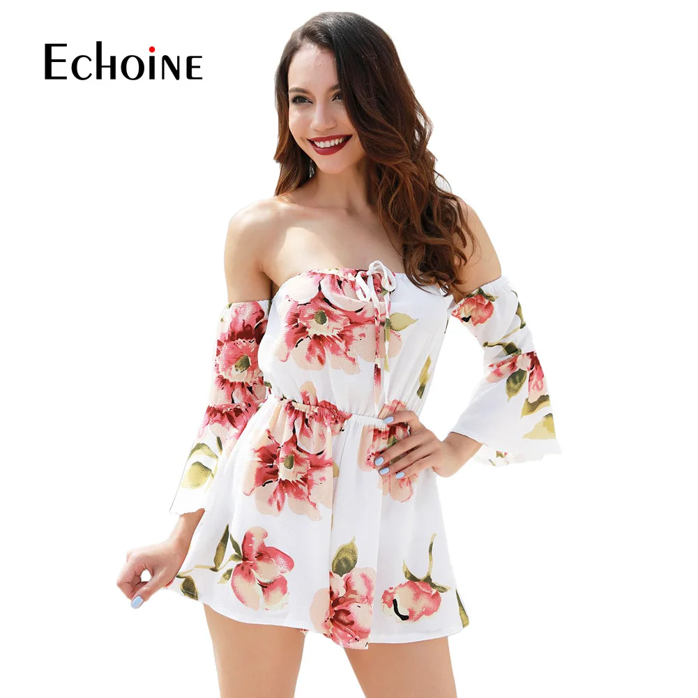

Sexy fashion Floral Print Women Jumpsuit 2019 Summer Beach Off Shoulder Body suit Casual Loose Playsuit plus size 4XL jumpsuits