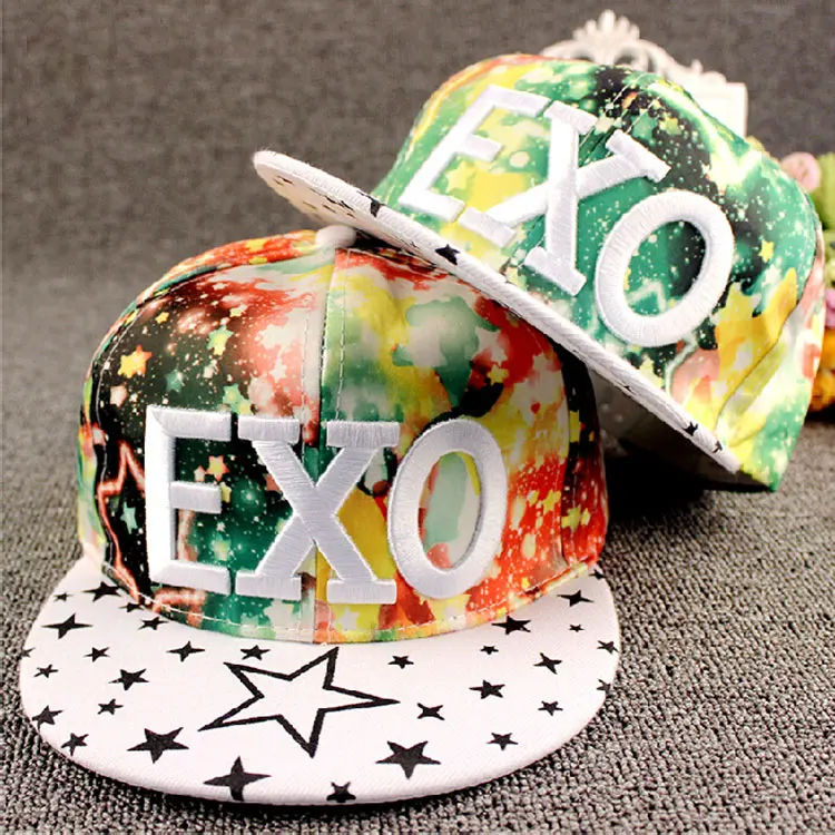 Kpop Bboy EXO Letter Gorras Snapback камуфляжные хип хоп шапки Bone Masculino Casquette Unkut бейсболки для