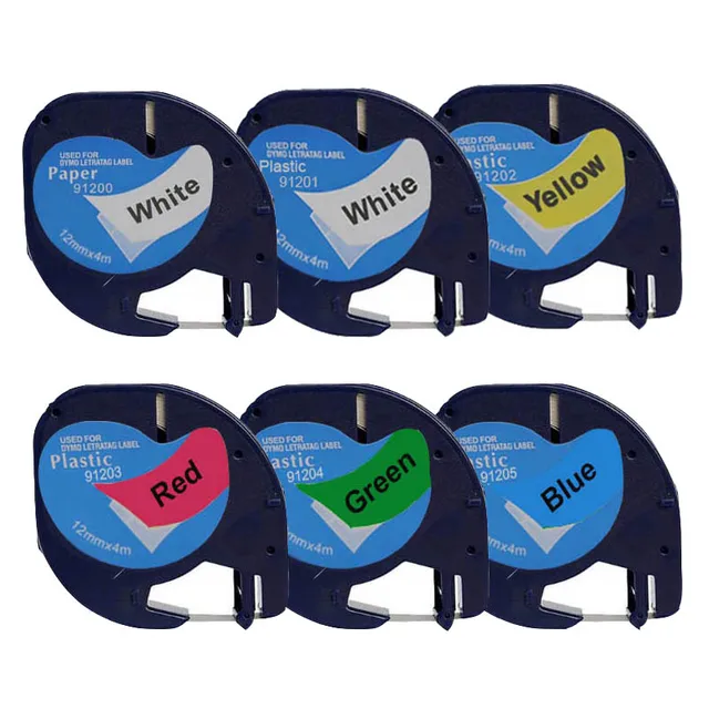 Best Offers CIDY 6PK/lot Mixed Color Compatible DYMO Letratag thermal tape Lt 91200 91201 91202 91203 91204 91205 for dymo label printers