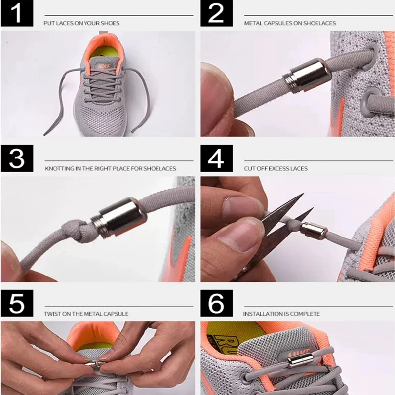 1 Pair New Elastic Shoelaces Round Locking Kids Adult No Tie shoe laces High Quality Quick Leisure Sneakers Lazy Shoe lace