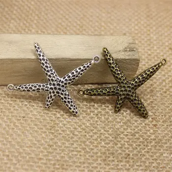 

PULCHRITUDE Antique Silver Alloy Starfish Charms Starfish Connectors for Bracelets (30 pieces/lot) 44*50mm Hot Sale