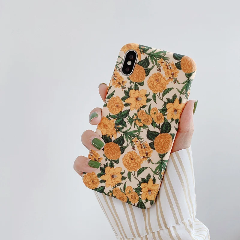 

French vintage flower 6 6s phone case for iphone 8 7 plus 6splus floral soft beautiful design for iphone xs max xr x women capa