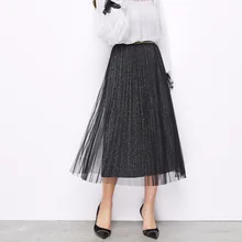 Harajuku Лето SkirtWomen, длинная юбка трапециевидной формы Тюлевая юбка Женский Высокая талия юбка Saias Faldas Mujer уличная