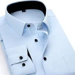 Большой Размеры 4XL мужская одежда рубашка с длинным рукавом Повседневное одноцветное Бизнес Рубашка классическая Цвет: белый, черный