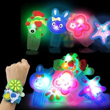 Free Shipping Cartoon Flashing Strap LED Wristband Bracelets Holiday Light Up Toys Children Baby Kids To