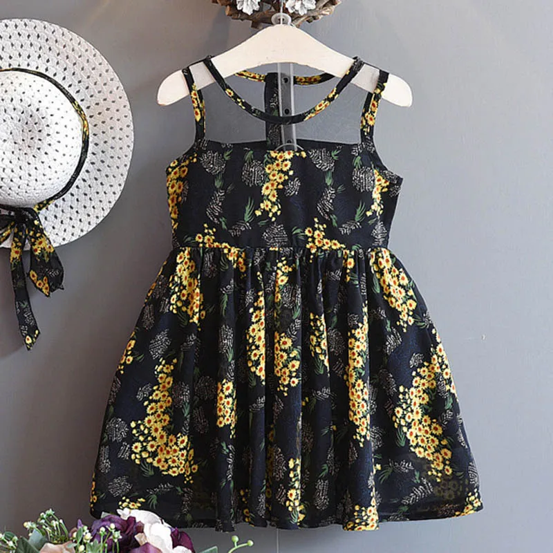 

Menoea Girls Dress Cute Floral Party Princess Dress Summer New Girls Dress + hat For 2-6 Year Kids Dress Children Clothing