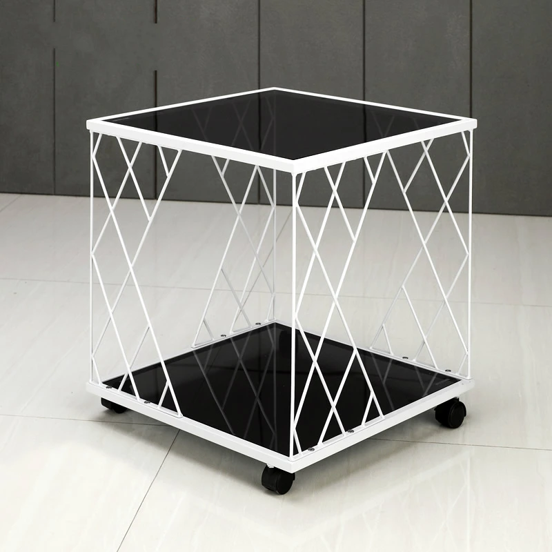 Glass and Metal Modern Sofa Small Coffee Table Angle Simple Fashion Small Toughened Glass Sofa Corner Table Glass and Metal Modern Sofa Small Coffee Table Angle Simple Fashion Small Toughened Glass Sofa Corner Table