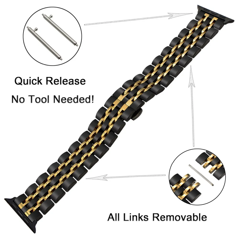 Stainless Steel Watchband + Link Remover for iWatch Apple Watch 38mm 40mm 42mm 44mm Series 1 2 3 4 Band Wrist Strap Bracelet