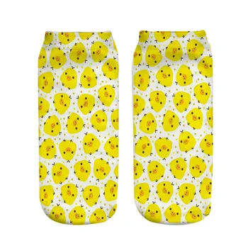 

RUNNING CHICK yellow chicken running chick digital photo printed ankle socks women