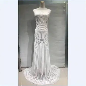 

Sequined Embroidered Mesh Tulle Lace Fabric 2018 New Design Evening Dress Net Fabrics French African Net Sequins Lace for lady35