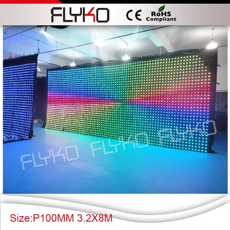 Flyko сценический эффект светодиодный экран сценический фон p100 3,2 м* 8 м PC контроллер