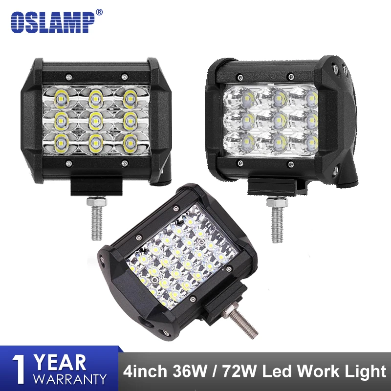 

Oslamp 4" 36W 72W Flood Spot Beam LED Work Light Bar For Offroad 4WD LED Fog Lamp Truck Motorcycle Tractor Lamp 12V 24V 4x4