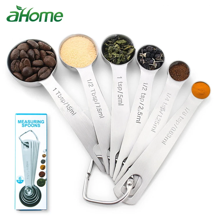 

6 Pieces Set Backing Tools Stainless Steel Measuring Spoons Kitchen Scale Tools Sugar Coffee Measure Cups Scoops