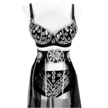 Модный сексуальный боди ручной работы Dty Стразы черный(бюстгальтер+ шорты+ юбка) 3 шт. женский певец костюмы для выступлений наряд диджея