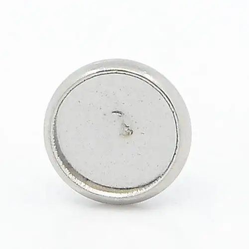 

304 Stainless Steel Flat Round Ear Stud Components, Earring Posts, Platinum, Tray: 8mm; 10mm, Pin: 1mm