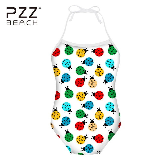 Best Offers White Swimwear Ladybird Print Swimming Suits Children's Swimwear One Piece Swimsuit Beachwear Biquini