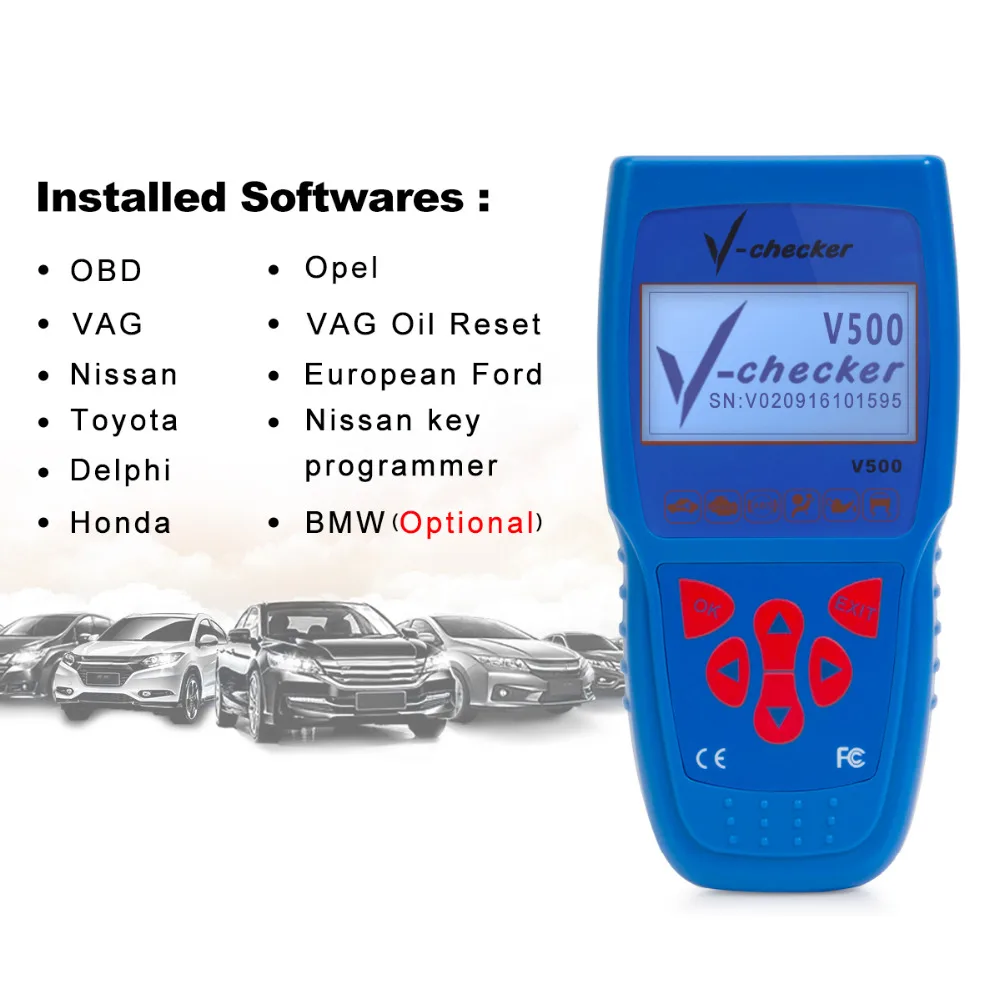 V-checker V500 Auto Code Reader EOBD OBD2 Scanner Scan Tool Testing Engine/Transmission/ABS/Airbag System | Инструменты