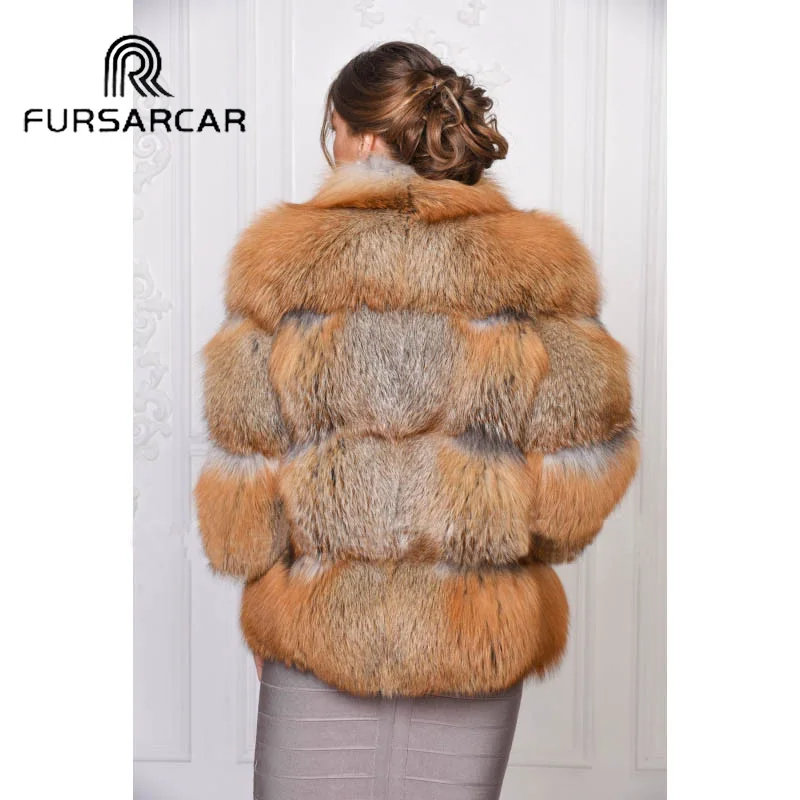 Женская шуба из натурального меха лисы FURSARCAR Роскошная Шуба золотистой с