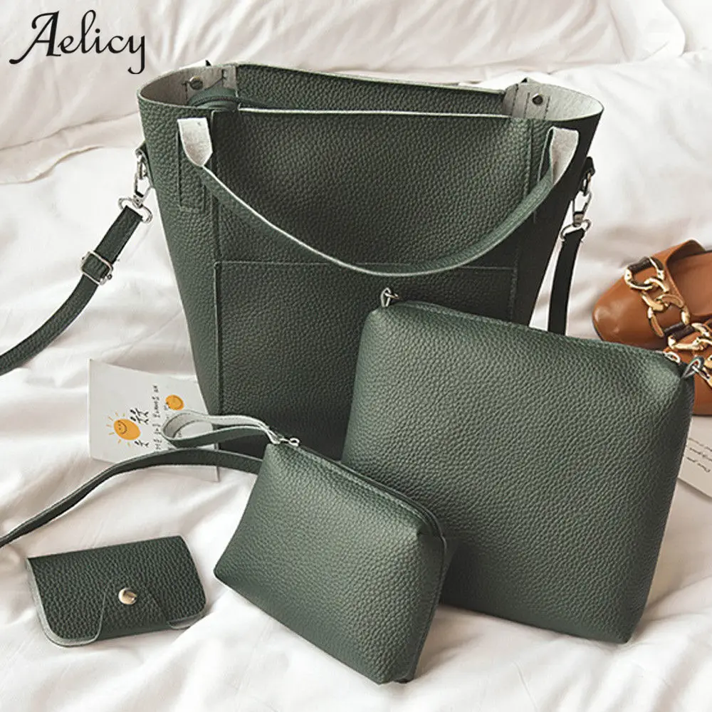 Aelicy 4 шт. женская кожаная сумка с узором повседневные женские кошельки и ручные
