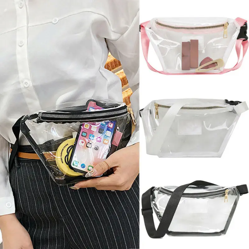 

Men Women Unisex Waist Bag Transparent PVC Chest Bag Clear Jelly Bag Casual Fashion Waist Bag 2019 New