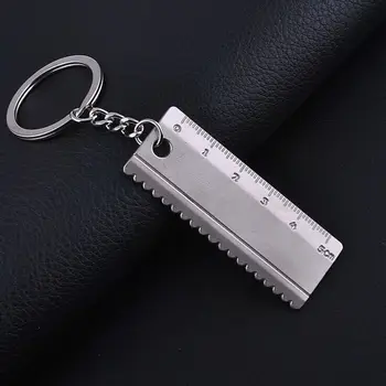 

FREE shipping by FEDEX 100pcs/lot 2016 New Metal Mini Ruler Keychains Novelty Tools Keyrings for Students Gifts